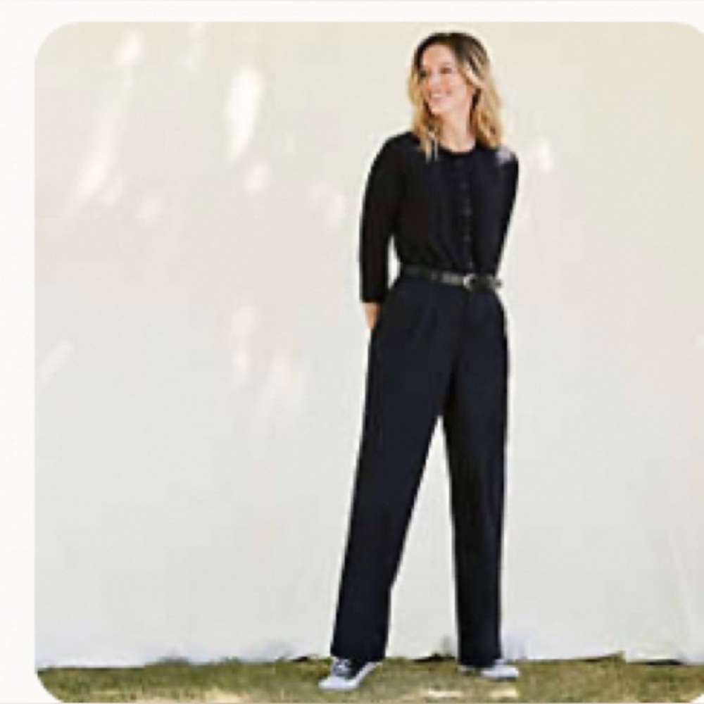 Lands' End Black Wide leg Poplin Chino Pants